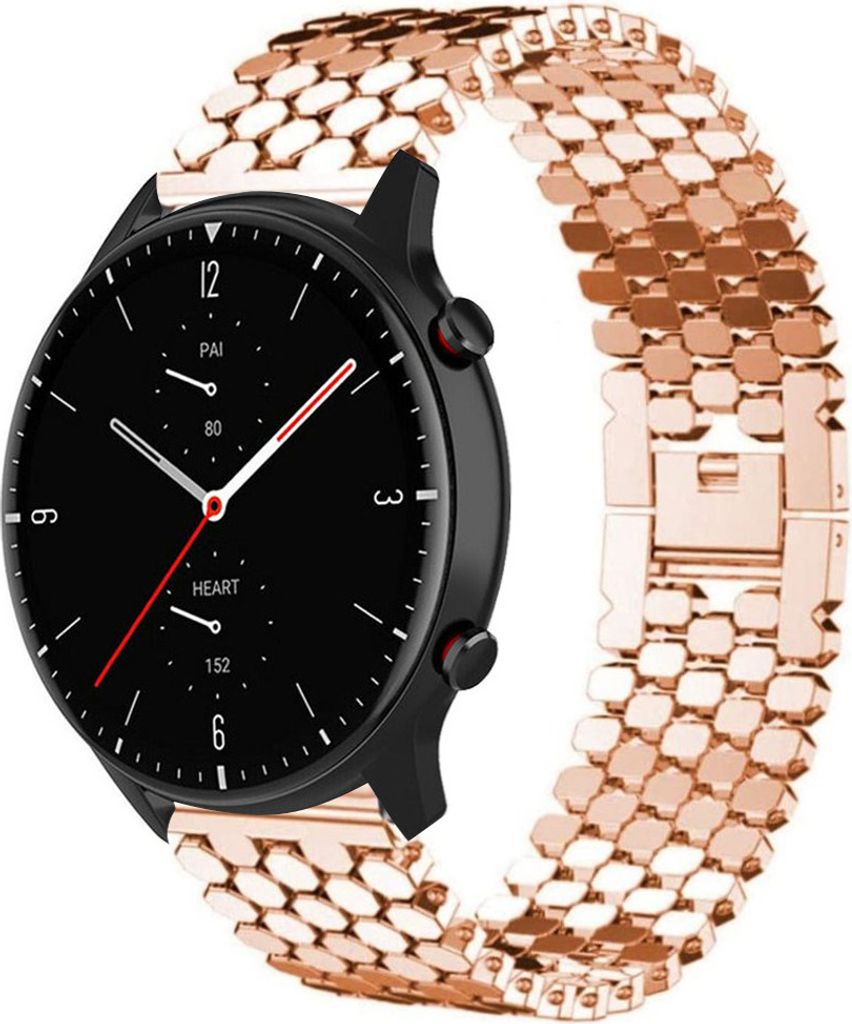 Strap-it Stahlarmband Fisch - Kompatibel mit Amazfit GTR 2 Armband Ersatzarmband Edelstahl - Clipverschluss - Hochwertiges Material - für Smartwat...