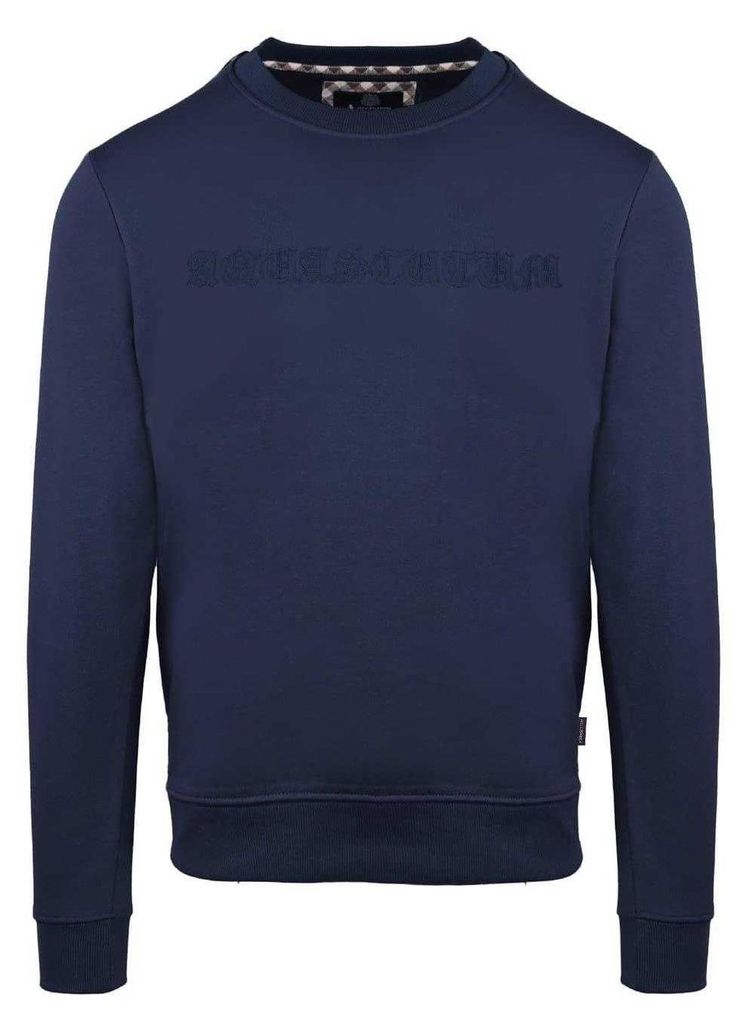 Aquascutum - Sweatshirt für Herren, Gerippter Kragen GT19477 (M) (Marine)