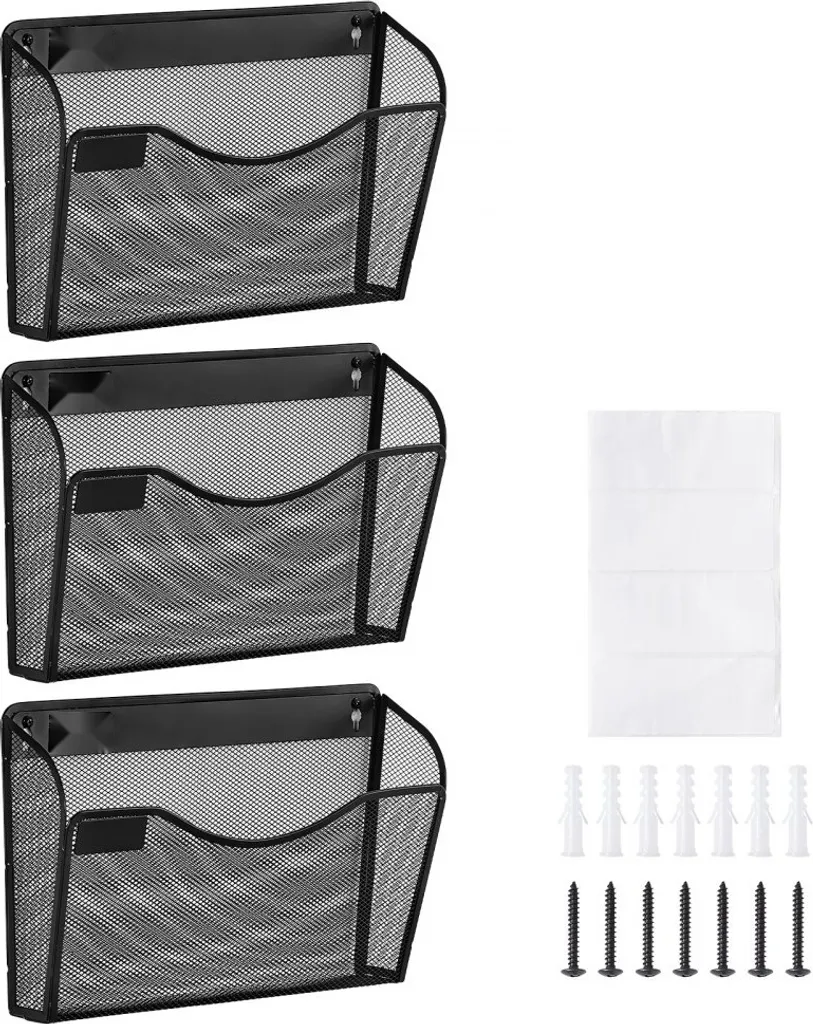 Étagère murale pour dossiers et revues - Lot de 3 casiers individuels