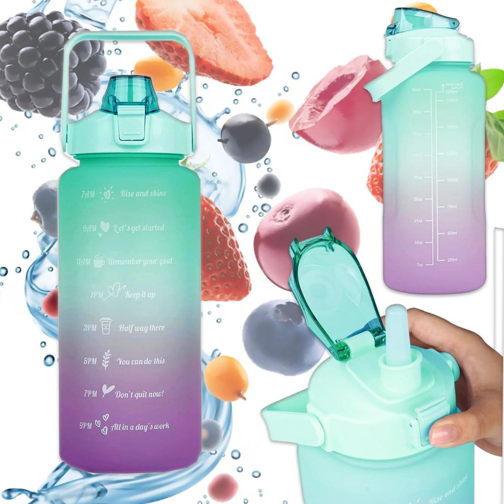 Extralink Gourde Motivante 2000 ml Vert-Violet Bouteille Image du produit 