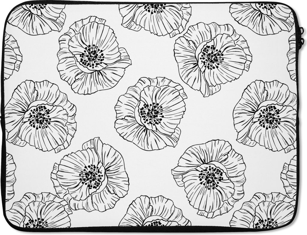 MuchoWow Laptop Hülle 15 Zoll Mohn - Blumen - Design Laptoptasche - Laptoptasche - Sleeve - Rundum-Schutz