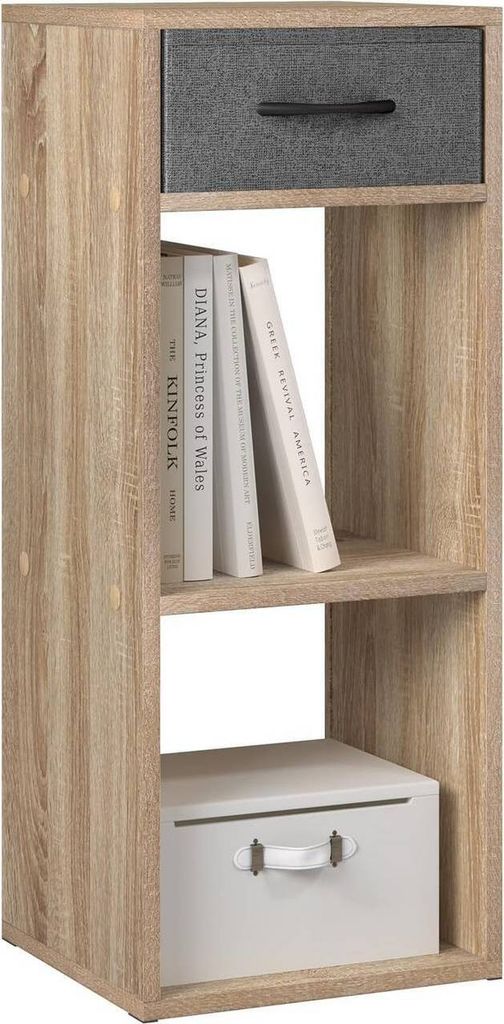 WOLTU Bücherregal mit 3 Ebenen, 1 Stoffschublade 2 Würfeln, Produktbild 