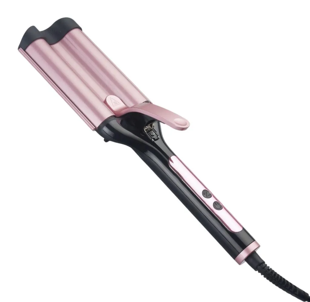 INF Fer à onduler à 3 barils en céramique tourmaline Or rose 120W Prise UE