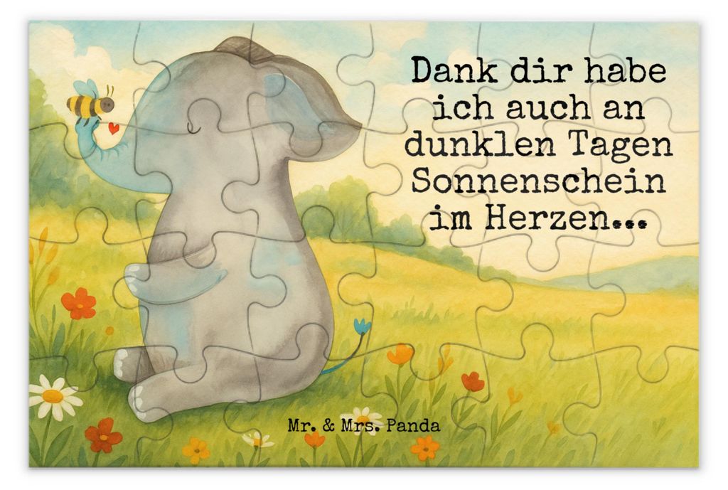 Mr. & Mrs. Panda Puzzle Elefant Biene Design 24 Teile - Weiß - Geschenk, 2000, 1500, Hochzeitsgeschenk, Lustige Sprüche, Liebe, 1000, Liebesspruc...