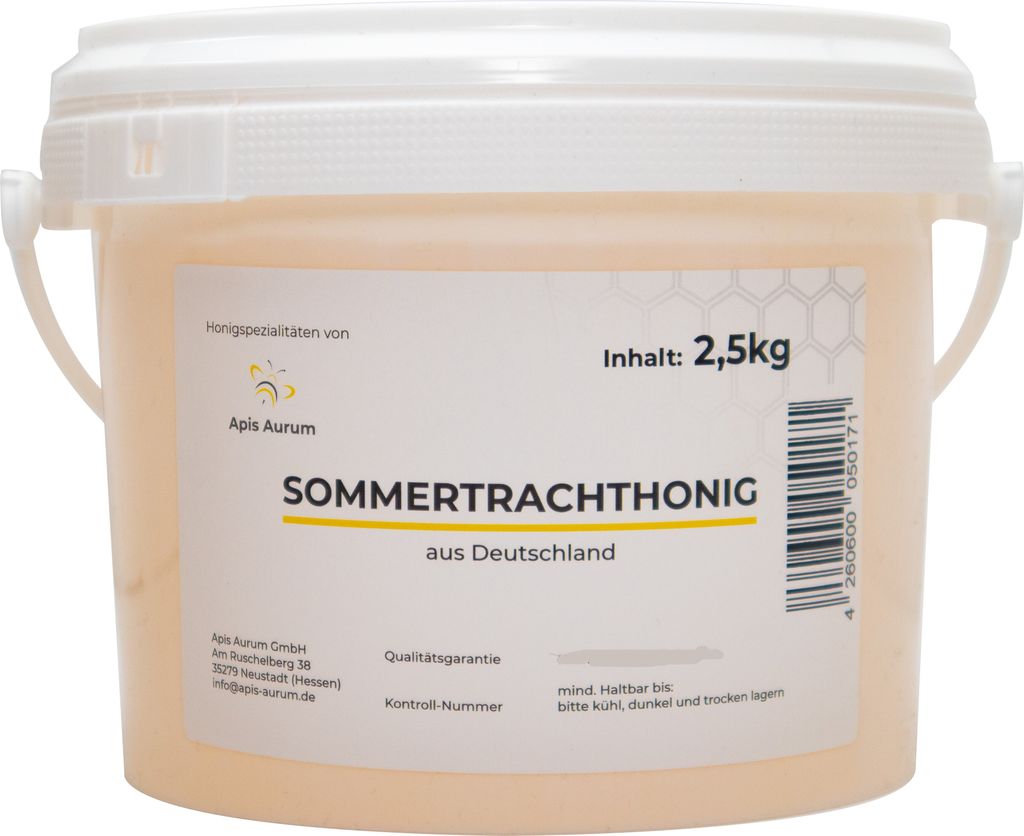 Deutscher Sommertrachthonig - 2,5kg im Honigeimer - Honig aus Hessen