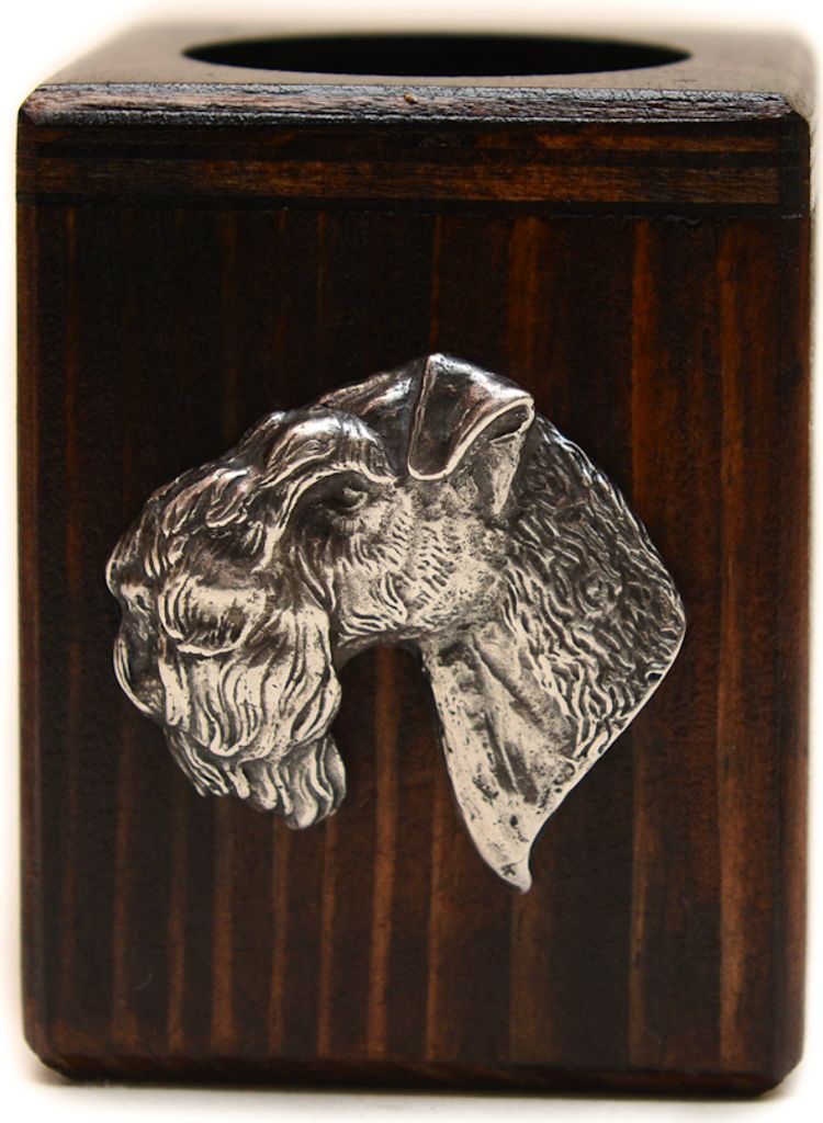 Kerry Blue Terrier, Irish Blue Terrier I - Holzkerzenständer mit Hund, einzigartiges Andenken an den Verlust eines Hundes, Handwerkskunst der Mark...