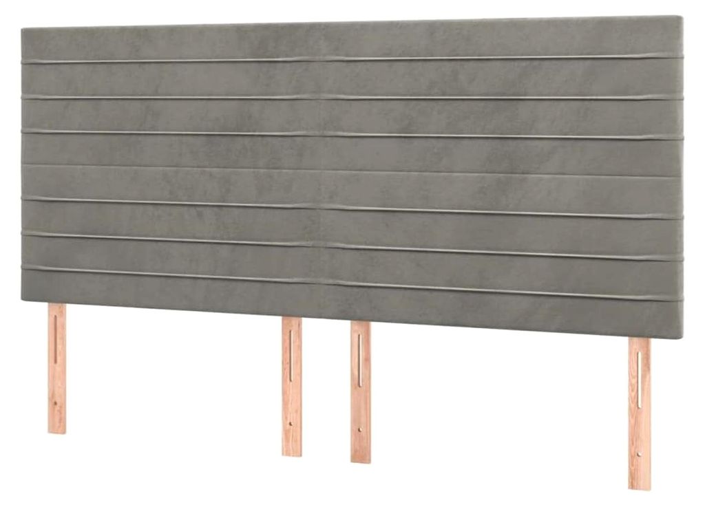 Polsterkopfteil für Bettgestell in Hellgrau 160x5x118/128 cm aus Samt