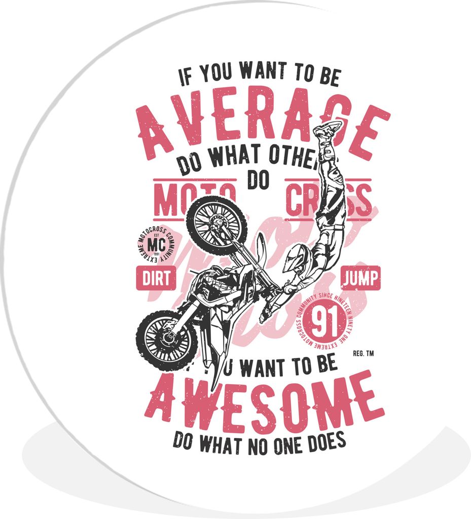 MuchoWow Rundes Wandbild - Runde Bilder Mancave - Motorrad - Vintage - Sport Ø 60 cm Kreis Wanddekoration Kunststoff - Wandkreis - Wandschmuck -...