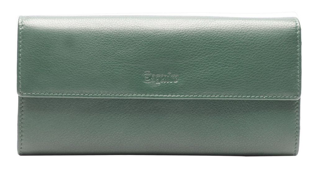 Esquire Leder Geldbörse Viktoria Ladies Long Wallet Green dunkelgrün