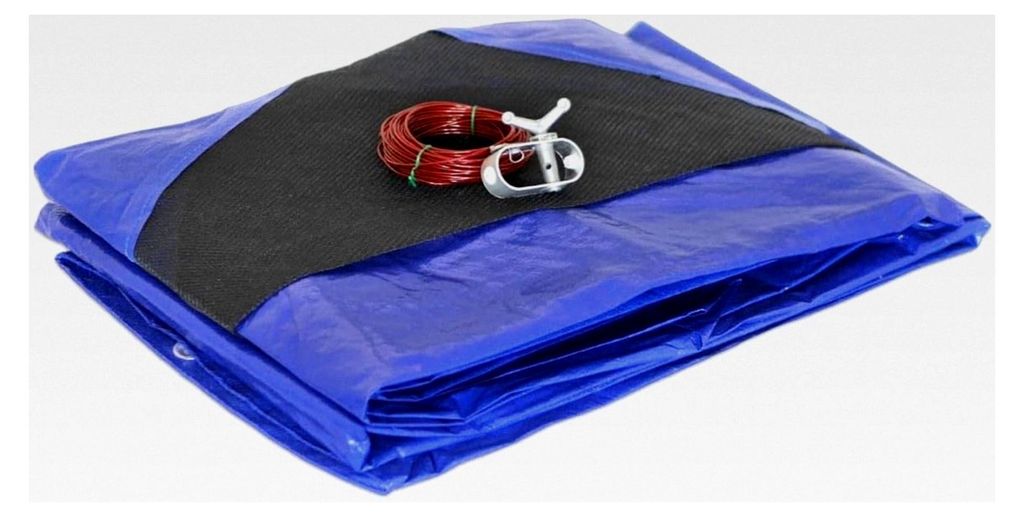 Schwimmbadabdeckung 6,2 m für einen Schwimmbaddurchmesser von 5,40 m - rund - Entwässerungsnetz - blau - beständig - UV-beständig - Ösen