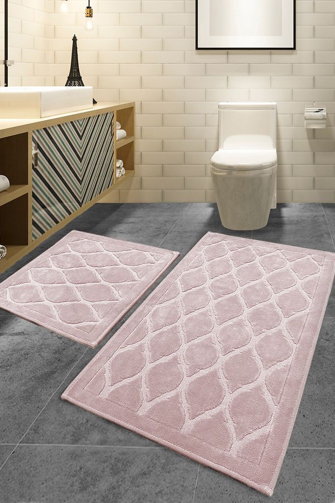 Mijolnir, Hochwertiges Badteppich-Set (2 Teile), 100% Baumwolle, 50 x 60 cm & 60 x 100 cm | Antibakteriell, rutschfeste Unterseite, 1600 gr/m² | W...