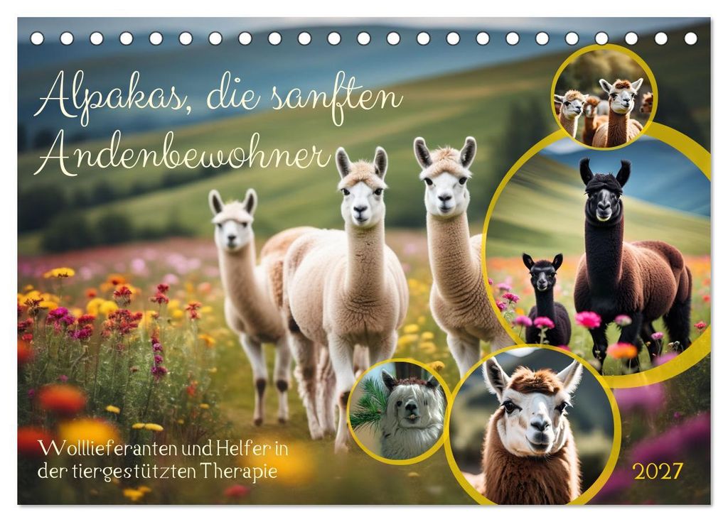 Alpakas, die sanften Andenbewohner (Tischkalender 2027 DIN A5 quer), CALVENDO Monatskalender