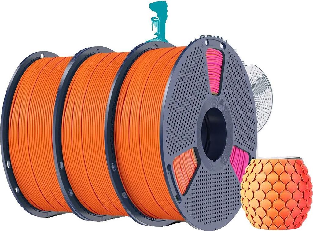 3D-Filament, zweifarbiger Farbverlauf, matte Oberflächenbeschaffenheit, Orange Rot