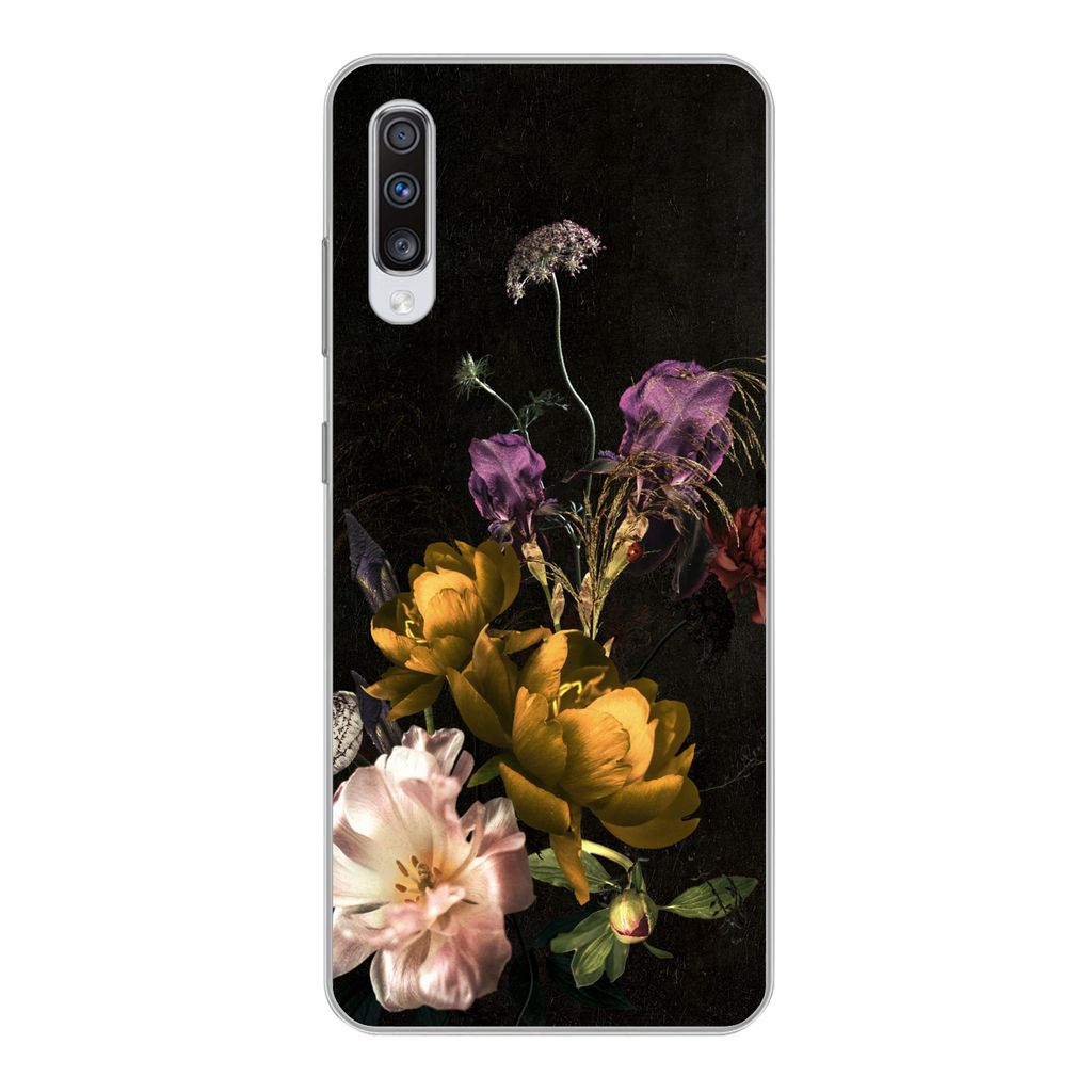 MuchoWow Handyhülle Schutzhülle Hülle für Samsung Galaxy A70 Blumen - Muster - Pflanzen Silikon Softcase Handy Hülle - Schutzhaube