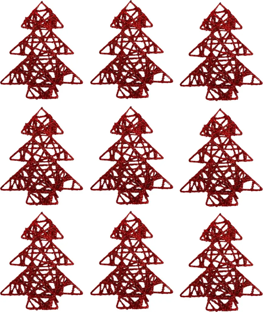 Jeu de 9 ornements arbre rouge 10 cm pour une décoration de Noël élégante