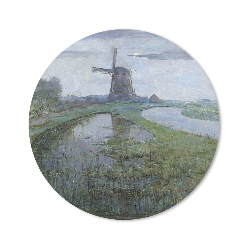 MuchoWow Mauspad Mousepad Windmühle auf der Gein bei Mondschein - Piet Mondrian 40x40 cm - Mousepads - Maus Mat - Pad - Mausunterlage - Schreibt...