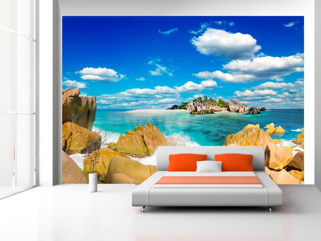 Vlies Fototapete tropische Insel 400x280 cm Tapeten Wandtapete XXL Landschaft Meer Natur Himmel c-A-0028-a-a