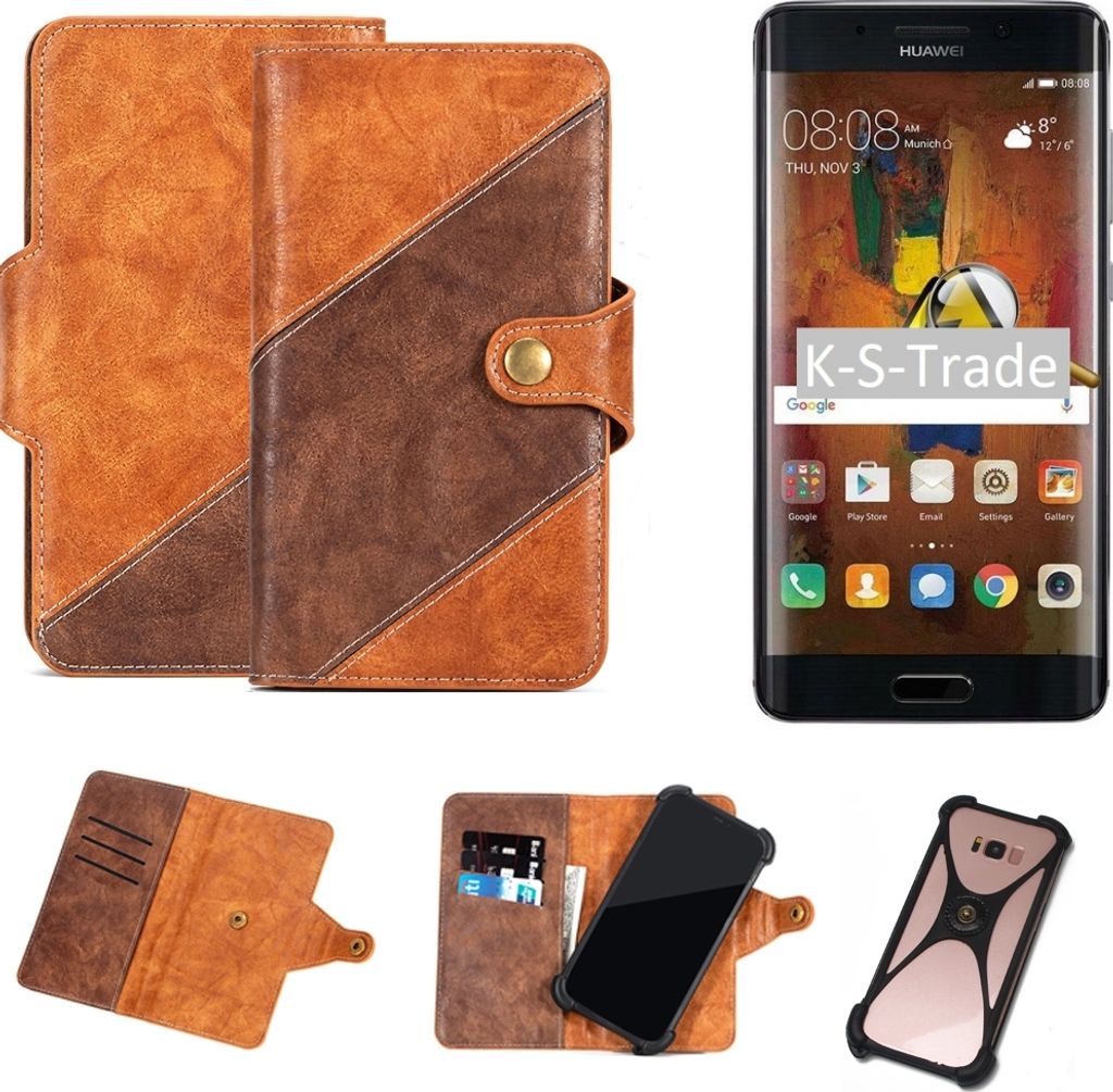 K-S-Trade Handy-Hülle Schutz-Hülle Bookstyle Case Wallet-Case kompatibel mit Huawei Mate 9 Pro Handy Cover Bumper Kantenschutz Smartphone