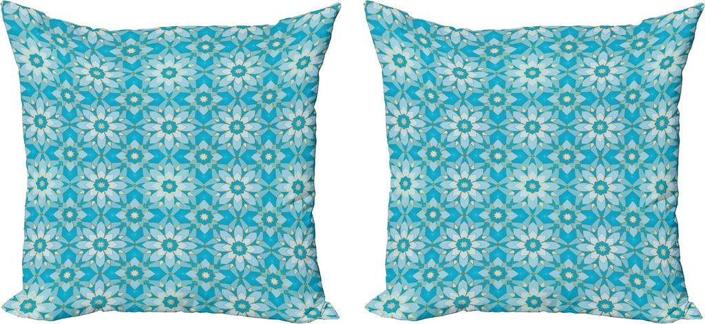 ABAKUHAUS Abstrakt Kissenbezug Set (2Stück), Blumen-Art-Stern wie Formen Art Deco Illustration, 50 x 50 cm, Sky Blue Blau