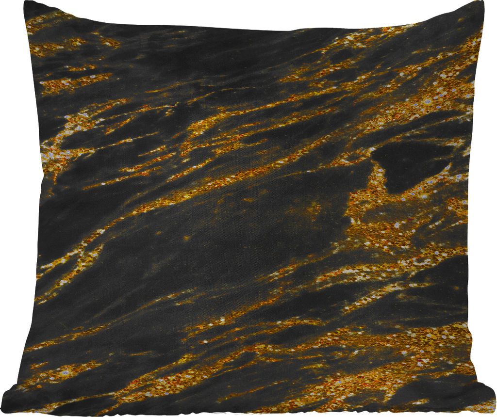 MuchoWow Outdoor Kissen - Marmor - Gold - Schwarz - 45x45 cm - Wetterfest - Lounge Kissen - Fotokissen - Dekoratives Kissen