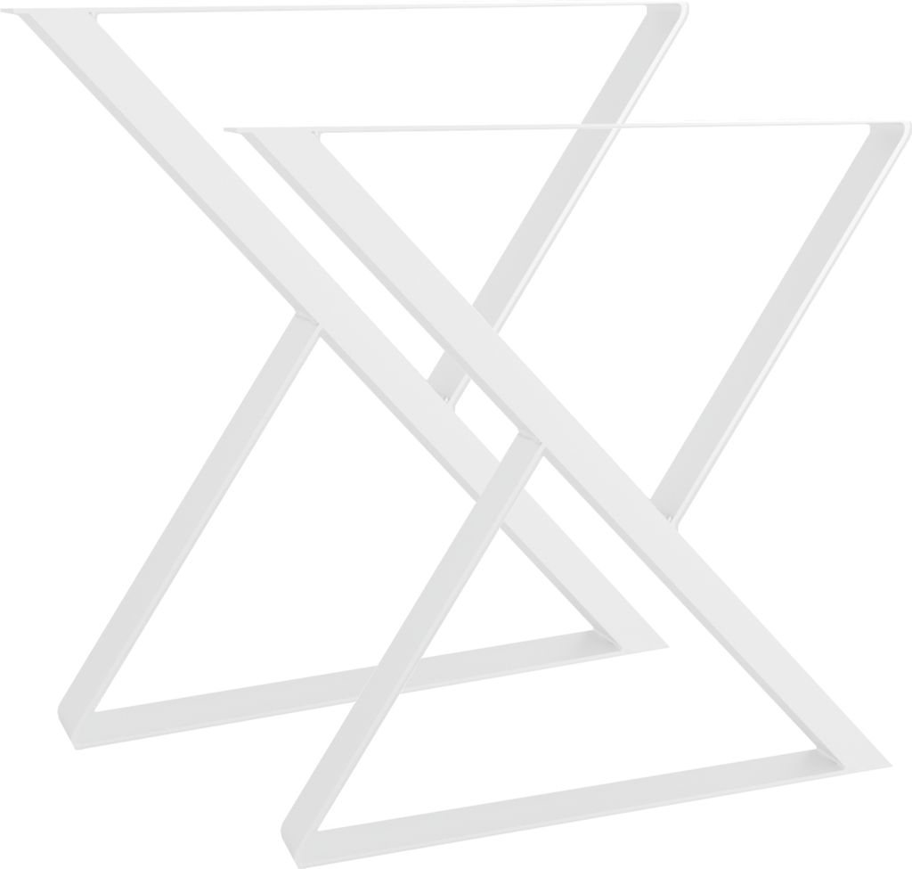 2er Tischbeine Tischgestell Tischkufen Stahl 70x72 cm Industriedesign (Weiß)