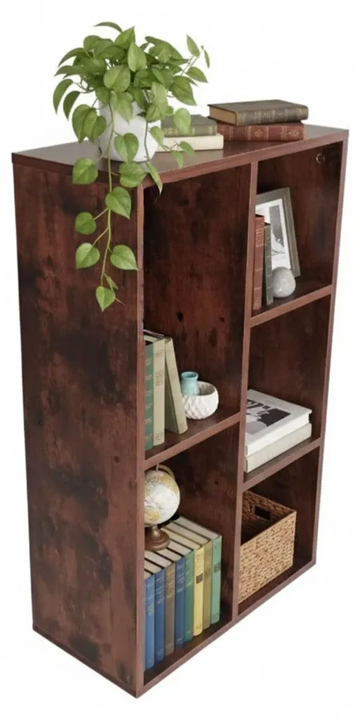 Étagère de rangement vintage 5 niveaux en bois pour salon et bureau pro