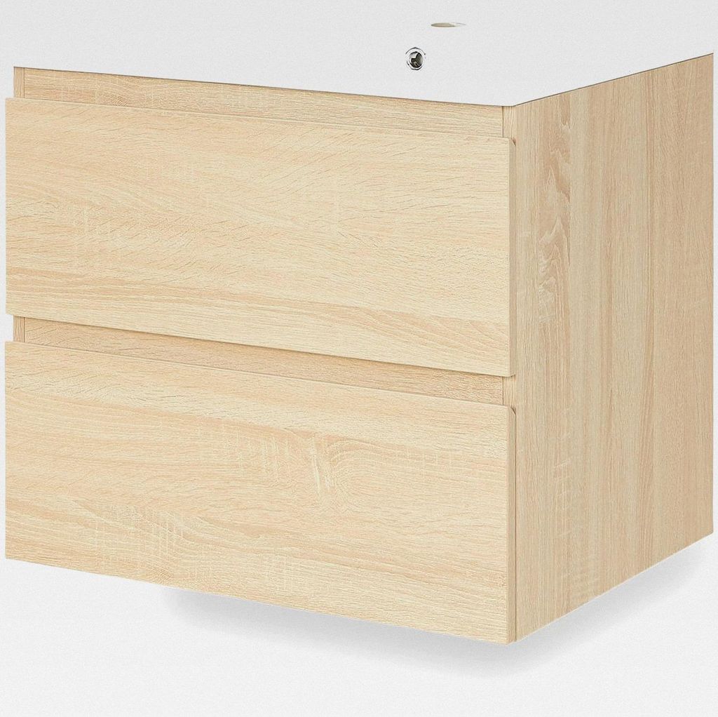 Badmöbel Set mit Waschbecken 2teilig hängend, Waschbeckenunterschrank Waschtisch mit Unterschrank 60 cm, Badezimmer