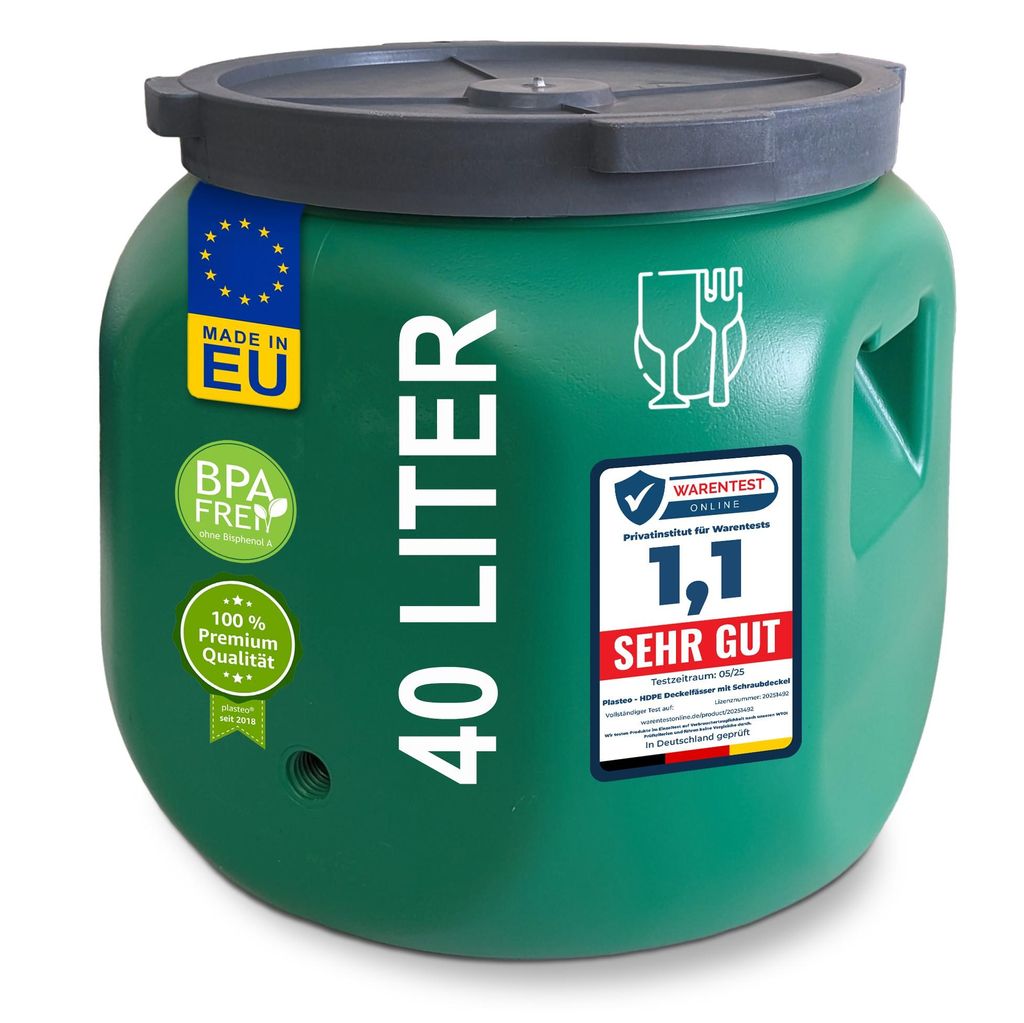 fusto a collo largo plasteo 40 L con coperchio per alimenti Immagine del prodotto 