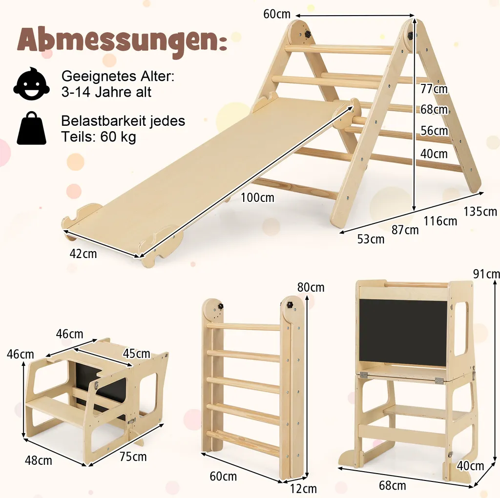 Triangle d'escalade bois 7 en 1 : la solution motricité à la maison - 2