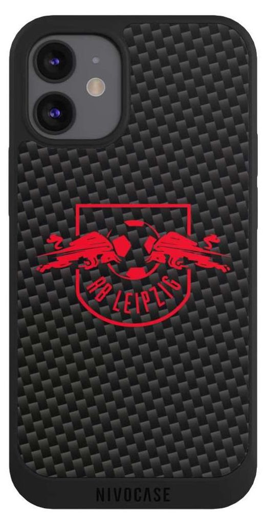 NIVOCASE Handyhülle für Apple iPhone 12 mini Hülle NIVOpure Case Schwarz Carbon Offizielles Lizenzprodukt RB Leipzig