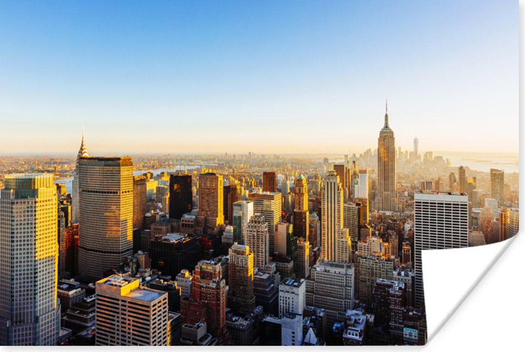 MuchoWow Poster New York - Sonne - Skyline 120x80 cm - Bilder