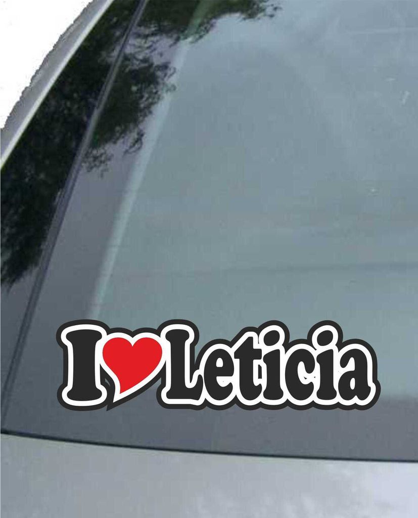 INDIGOS UG - Aufkleber / Autoaufkleber - I Love Heart - Ich liebe mit Herz 15 cm - I LOVE Leticia- Auto LKW Truck - Sticker mit Namen vom Mann Frau...