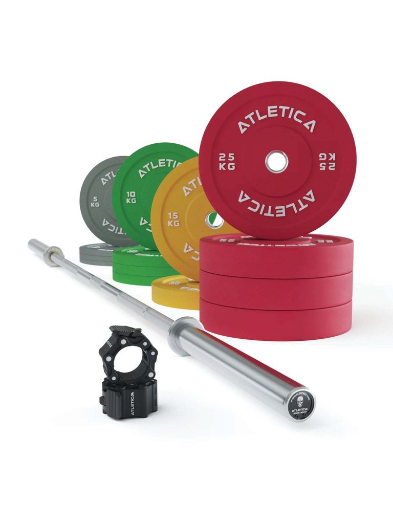 ATLETICA Beta Powerlifting Hantelstangen Set | Spezielle Powerlifting-Langhantel | 190kg Bumper Plates | Pro Collars | K