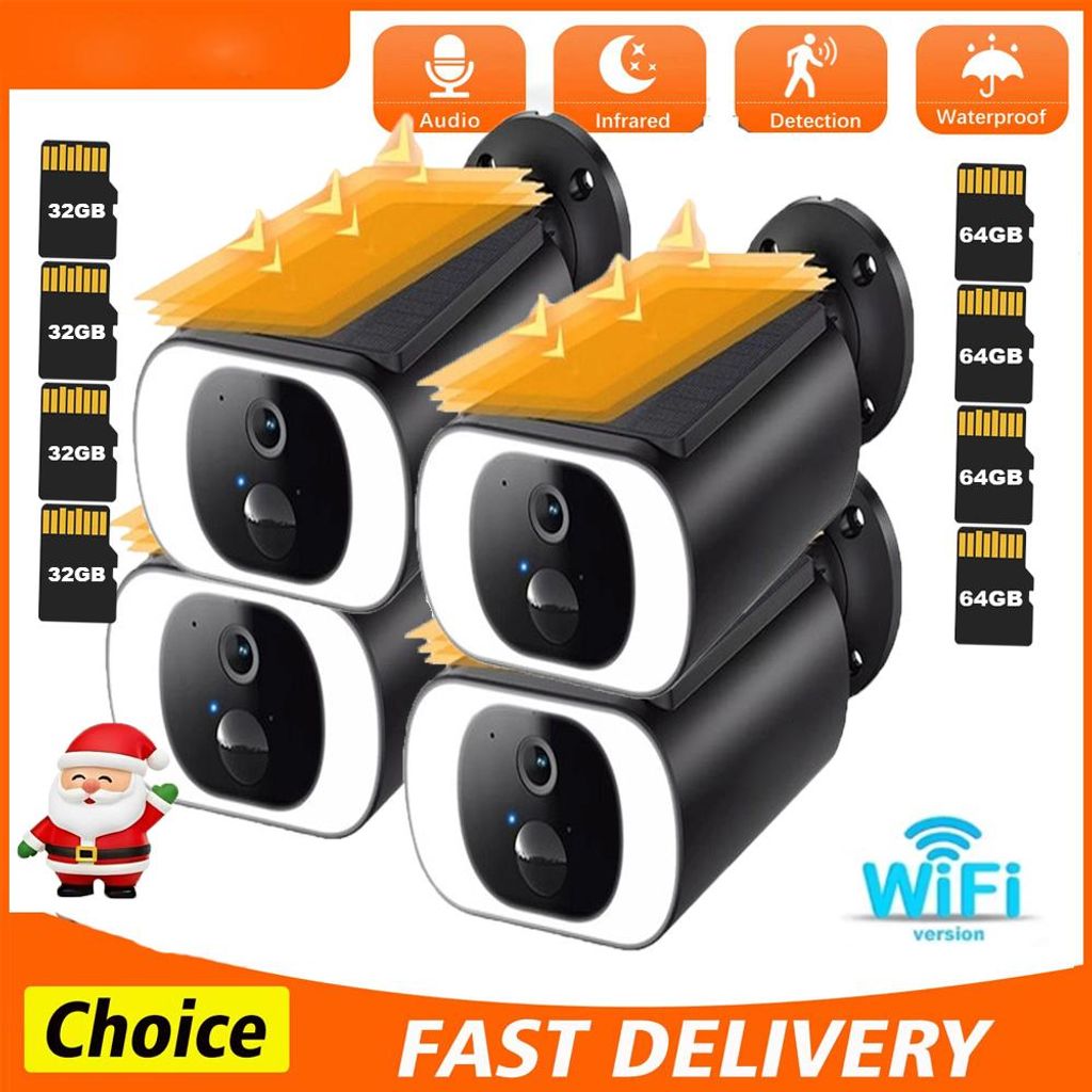 Überwachungskamera Aussen Solar, HD PTZ Kabellos Kamera Überwachung Außen Akku mit Solarpanel 32&64GB