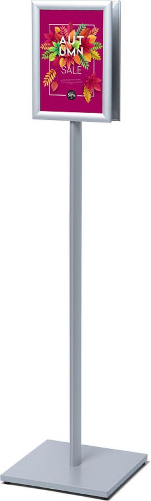 Showdown Infoständer Design Standard - DIN A4 - Doppelseitig - Aluminium / Stahl - Silber