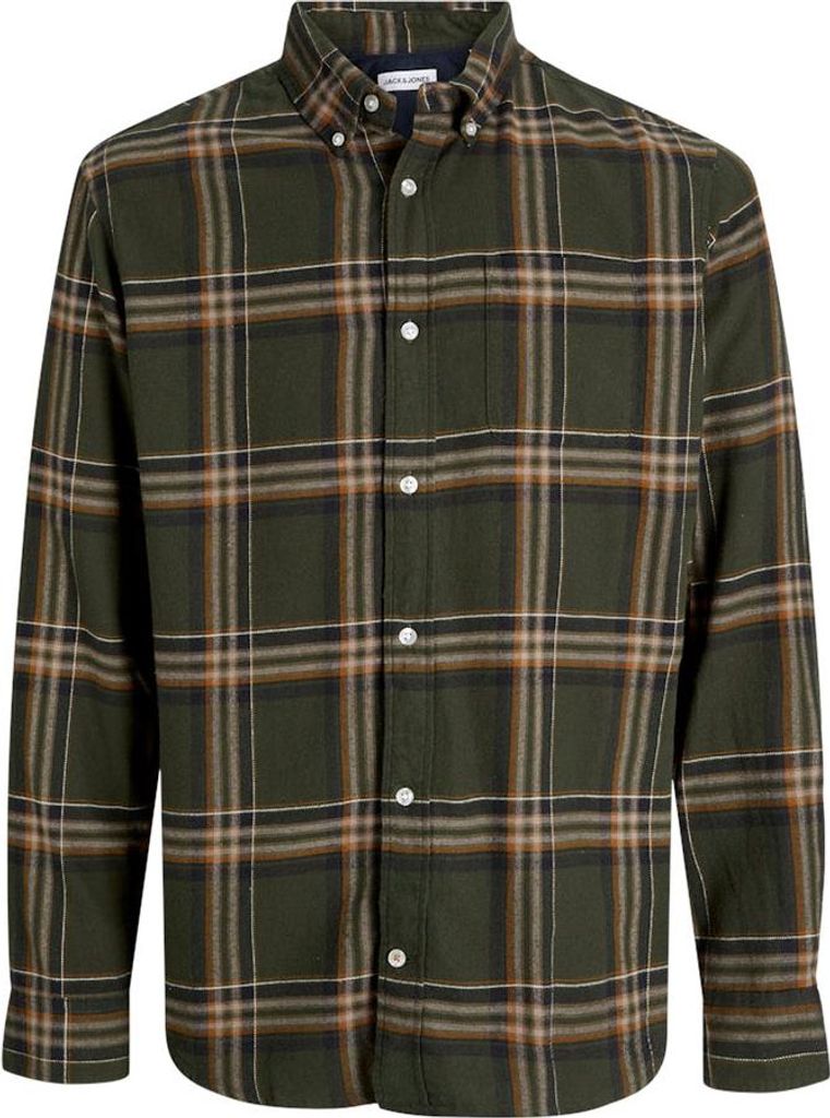 Jack & Jones Classic Flannel Check Plus Size Langarmhemd Grün 4XL Mann Grün 4XL