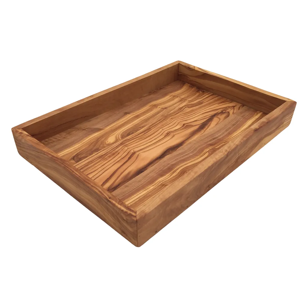 Plateau bois d'olivier My Home 32x22x4 cm solide et durable