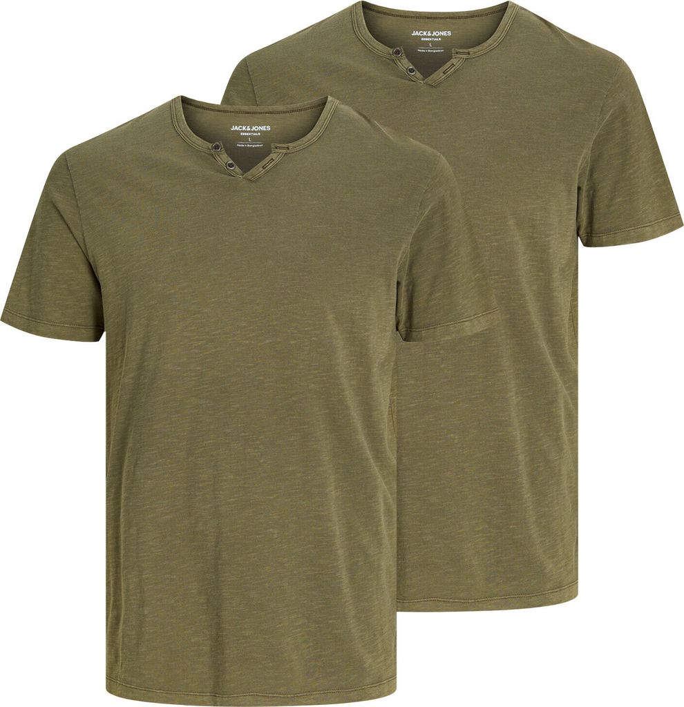 2er Pack JACK & JONES Herren T-Shirts JJESPLIT Neck Tee SS