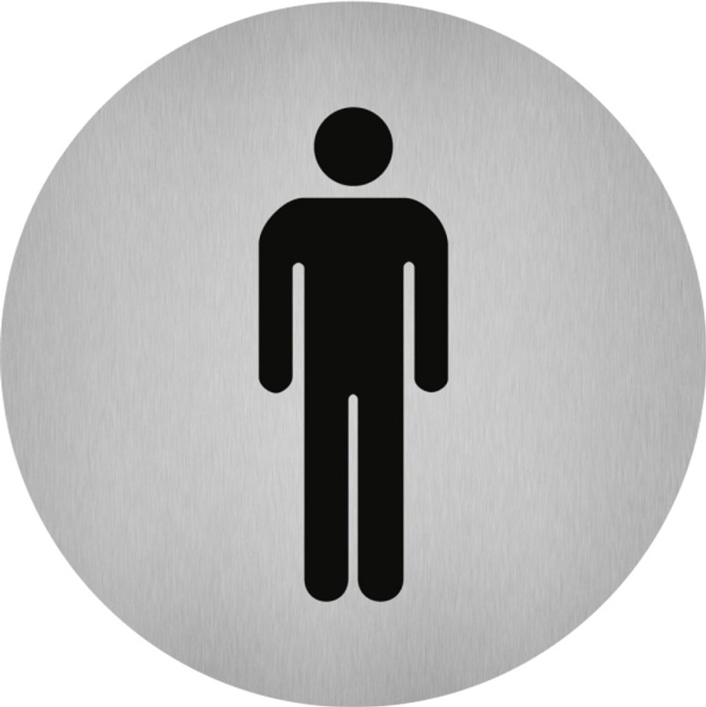 Dreifke Aufkleber - Piktogramm WC Herren, Edelstahl, selbstklebend, Ø 50 mm