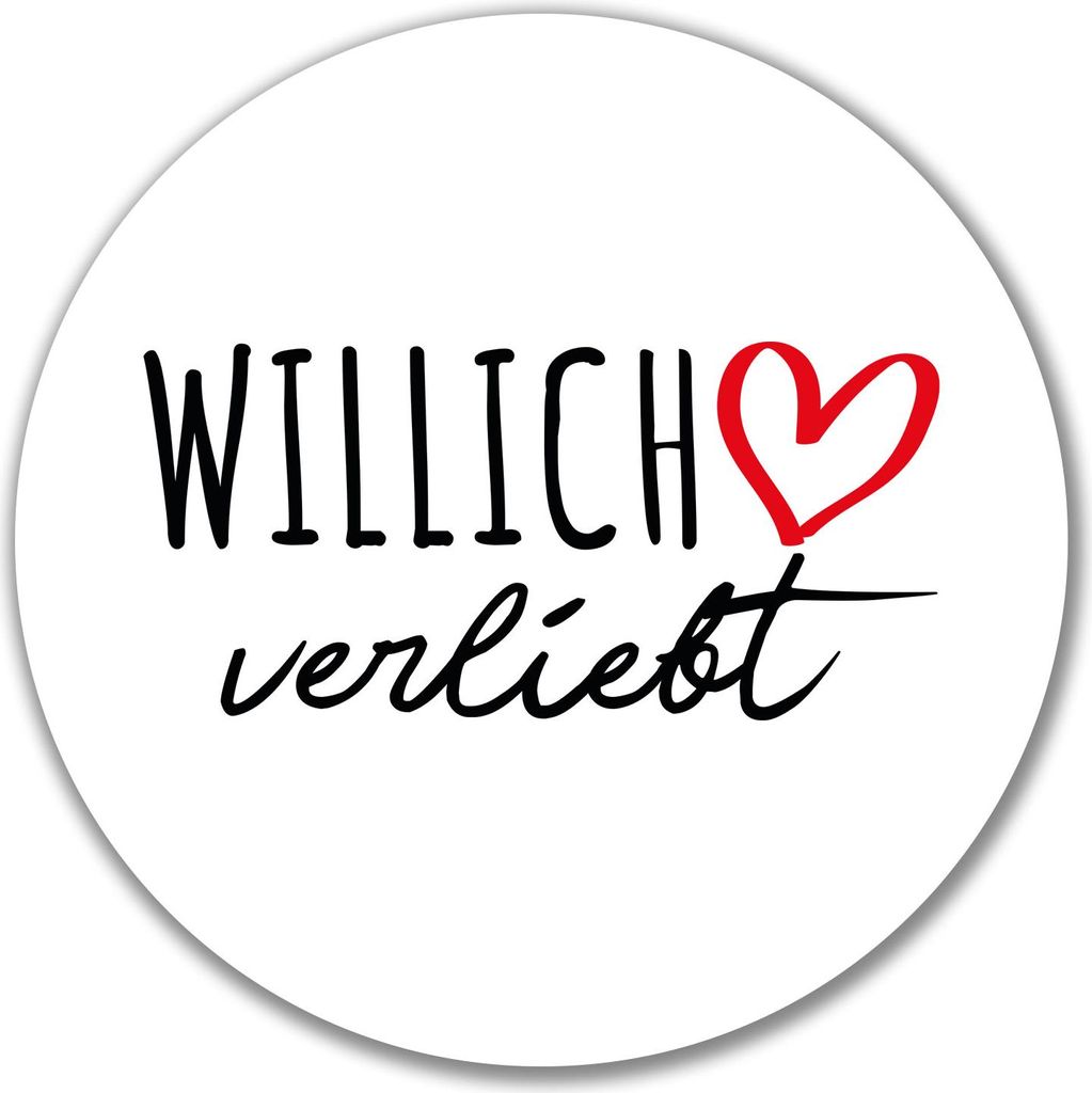 Huuraa Aufkleber Willich verliebt 10cm rund Sticker Geschenkidee