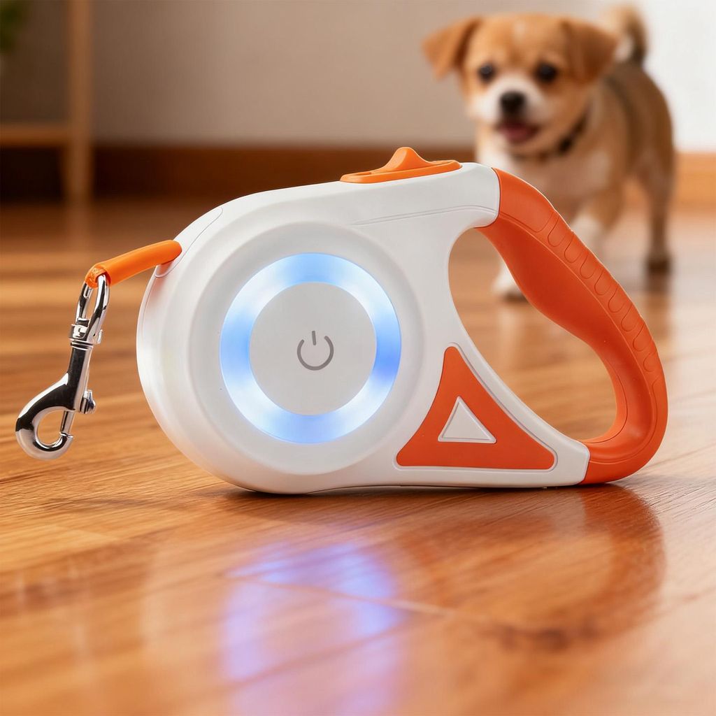 MODFU Hundeleinen, 5m Hundeleine, Automatische ausziehbare Hundeleine, LED-Licht, Für Kleine und Große Hunde, Gassi-Gehen, Reflektierend und Sich...