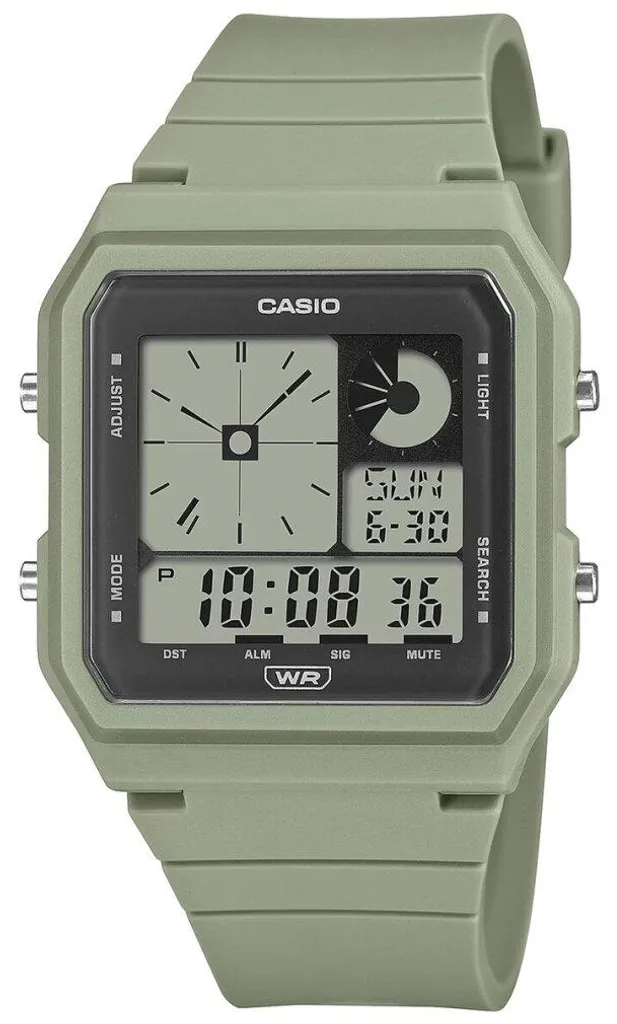 Montre Digitale Casio Pop Vert Militaire - Accessoire Mixte Résistant