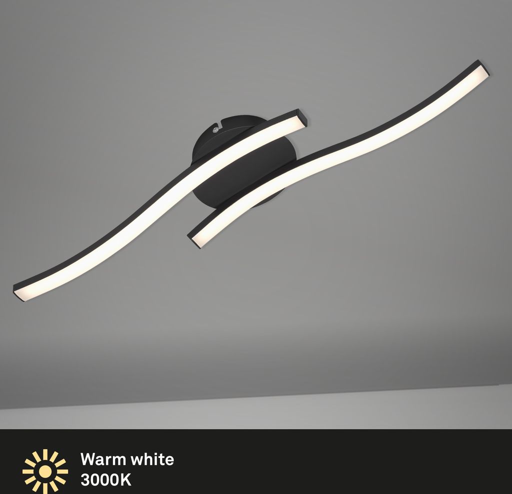 LED Deckenleuchte BRILONER LEUCHTEN GO, 6 W, 480 lm, IP20, schwarz, Metall-Kunststoff, 55,5 x 12 x 7 cm