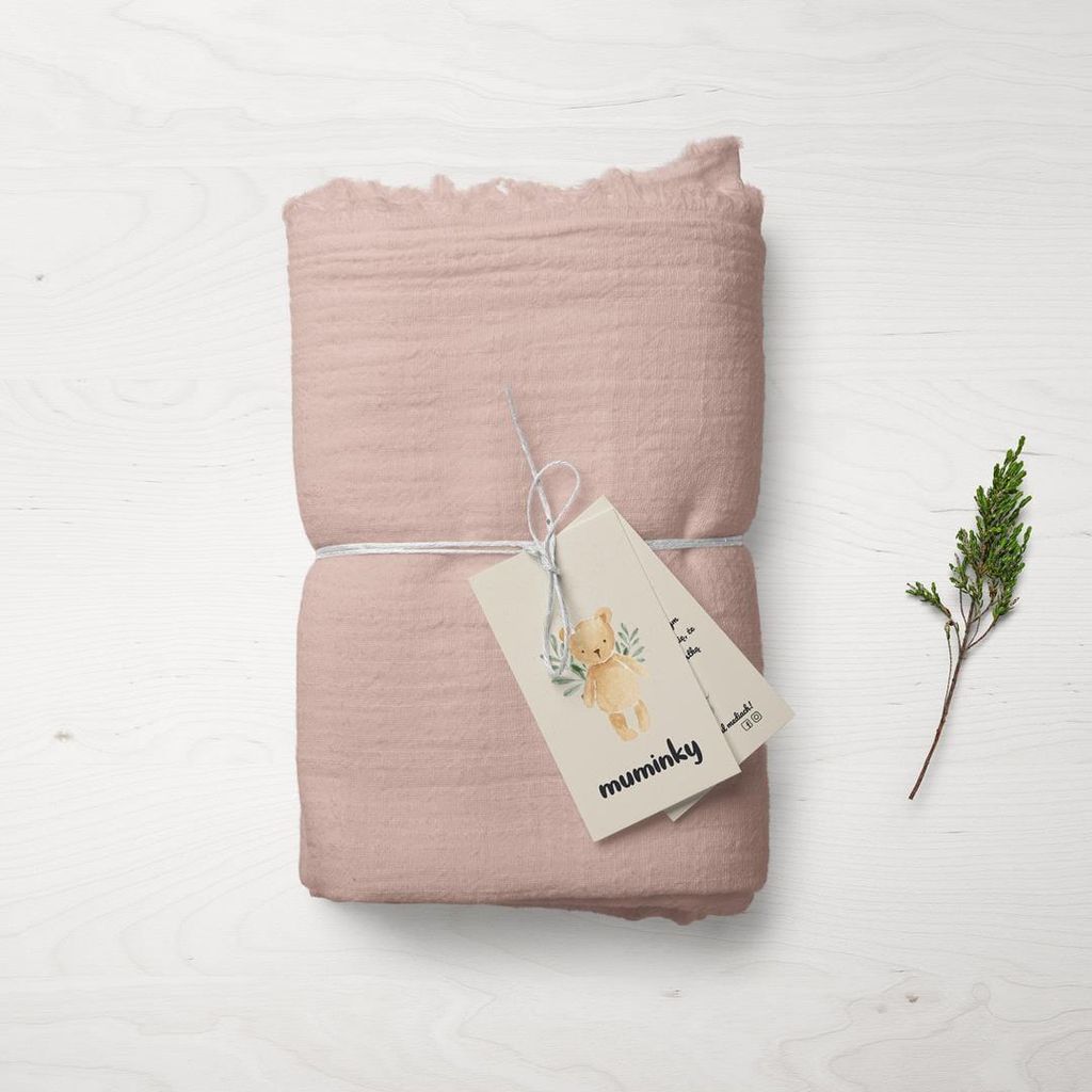 Muminky | Baumwoll-Musselin Decke - 120x120 cm - Rosa - Atmungsaktiv - Hautfreundlich - Vielseitig