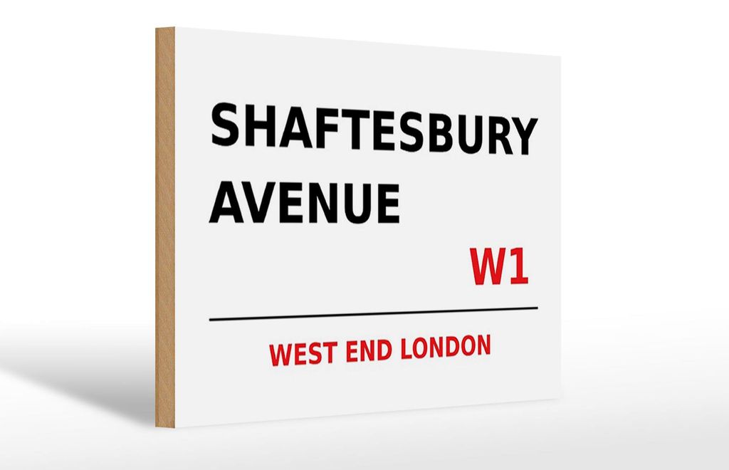Holzschild London 30x20cm West End Shaftesbury Avenue W1 Produktbild 