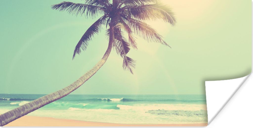 MuchoWow Poster Retro - Palme - Sonne - Sommer 160x80 cm - Foto Poster