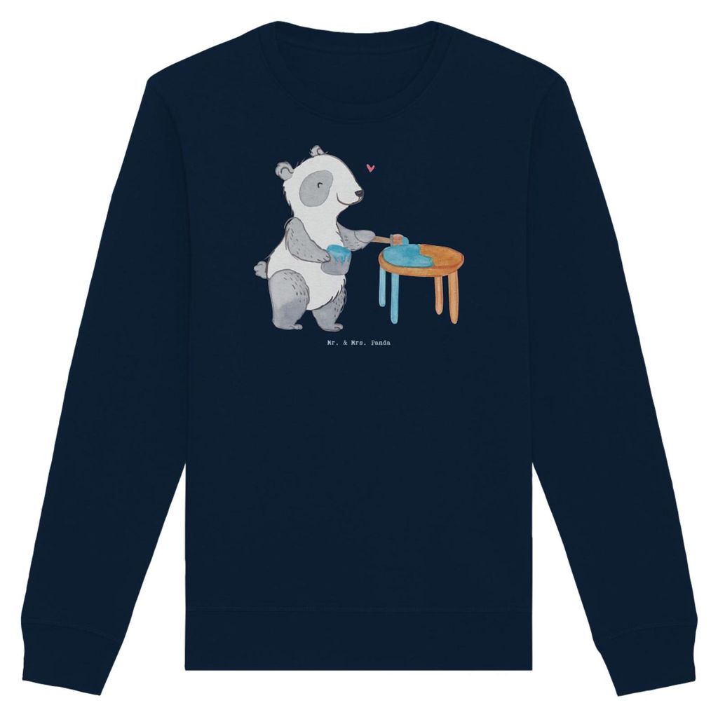 Mr. & Mrs. Panda Bio Pullover Panda Möbel restaurieren Größe S - French Navy - Geschenk, Baumwoll, Sweatshirt, Pulli, Restaurator, Handwerk, Ant...