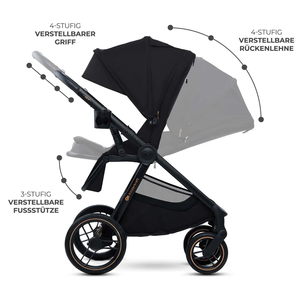 Poussette Nea 2 Midnight Noir : Solution légère pour petits coffres - 7