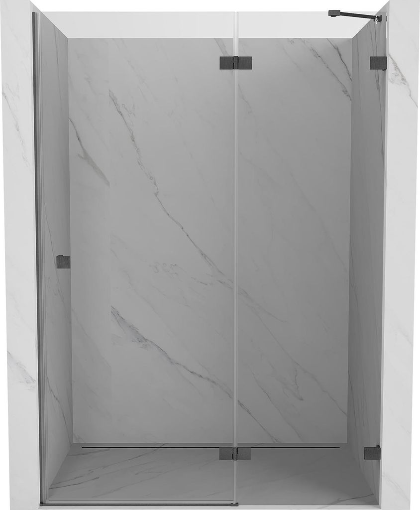Mexen Lunar rahmenlose Duschdrehtür rechts 130 cm, transparent, gebürstetes Gun Grau - 834-130-000-66-00-P