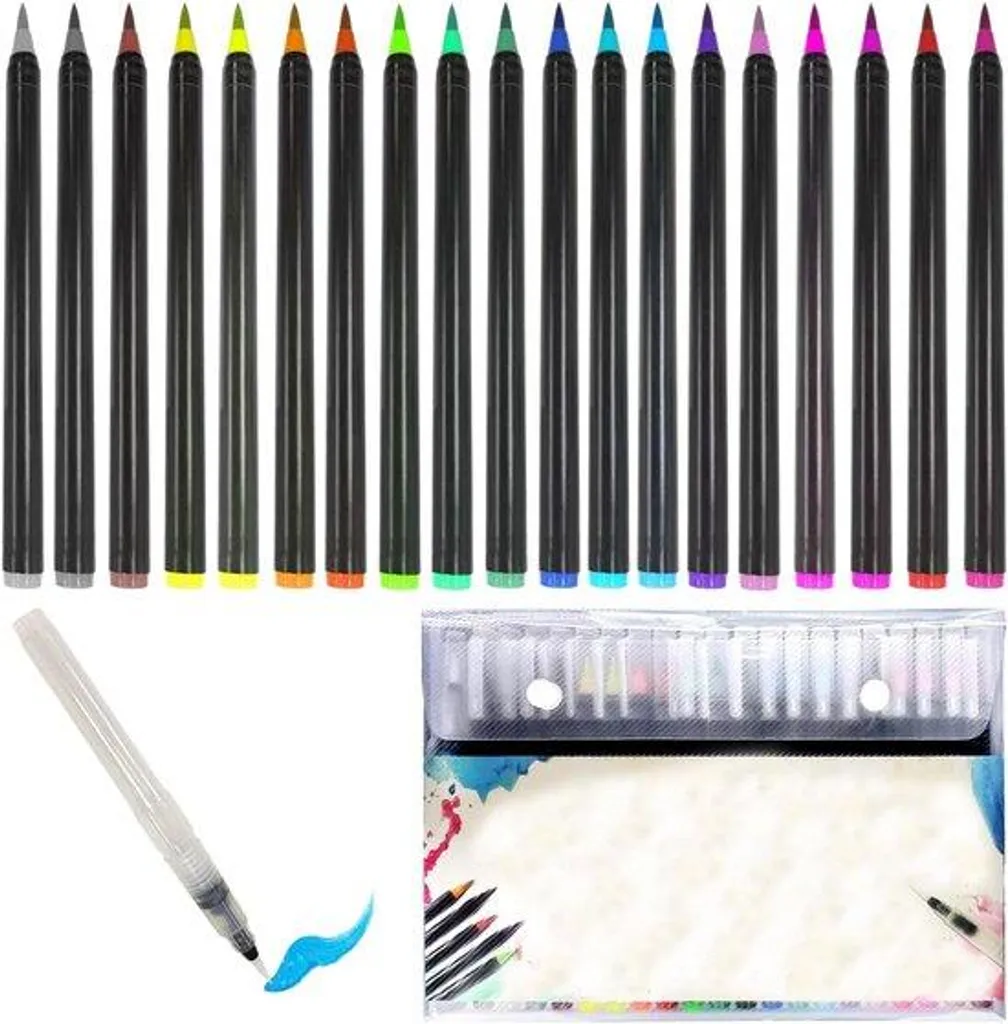 Feutres Pinceaux Calligraphie et Dessin avec 20 Couleurs Intenses